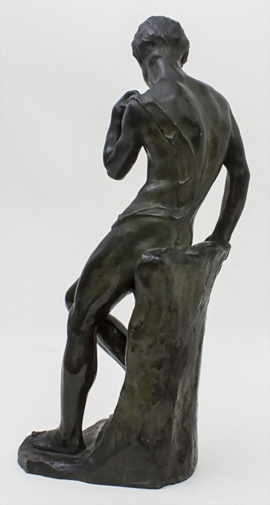 Jüngling/Bronze Sculpture Of A Young Man, Charles Debrichy, Frankreich um 1900 auf einem Felsen - Bild 5 aus 5