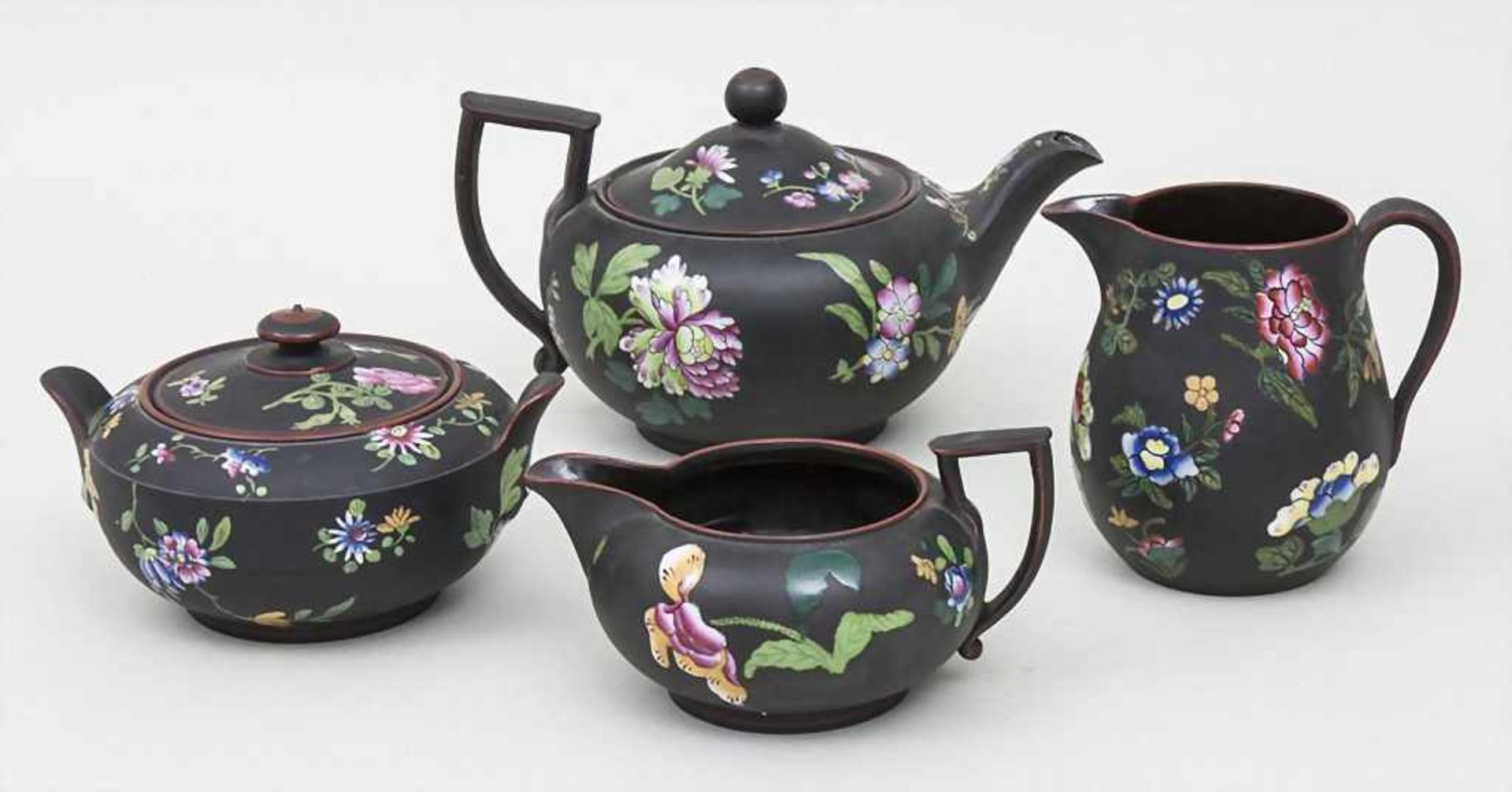 4-tlg. Capriware Basalt Teeservice / Early Capriware Basalt Tea Set, Wedgwood, um 1820 bestehend aus - Image 2 of 3