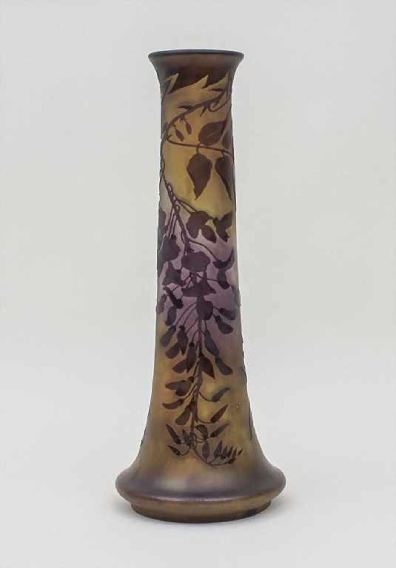 Jugendstil Vase / Art Nouveau Vase, Emile Gallé, École de Nancy, um 1900 farbloses Glas, innen
