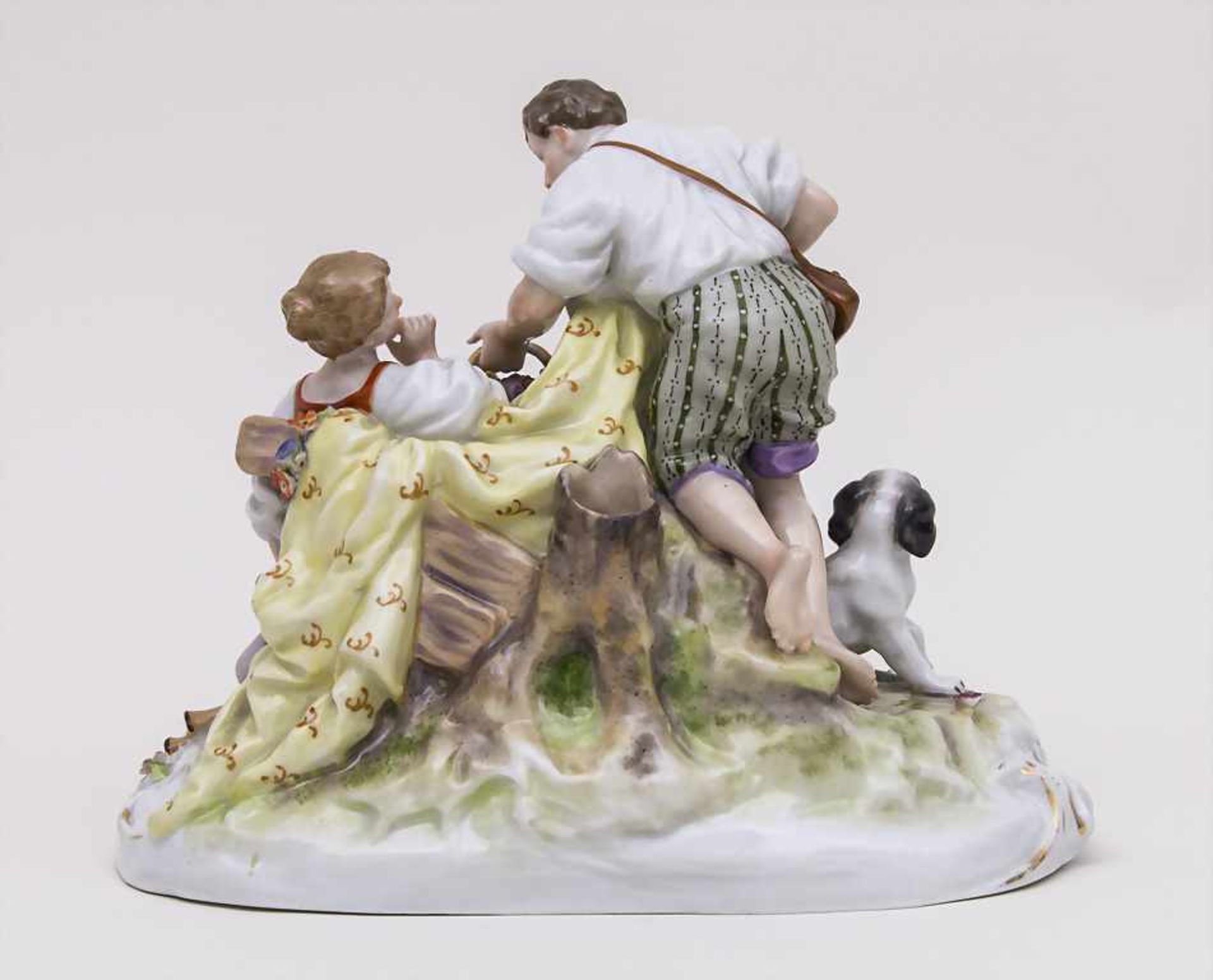 Figurengruppe 'Schäferpaar' / Couple of Shepherds, wohl Thüringen, um 1900 Material: Porzellan, - Image 2 of 7