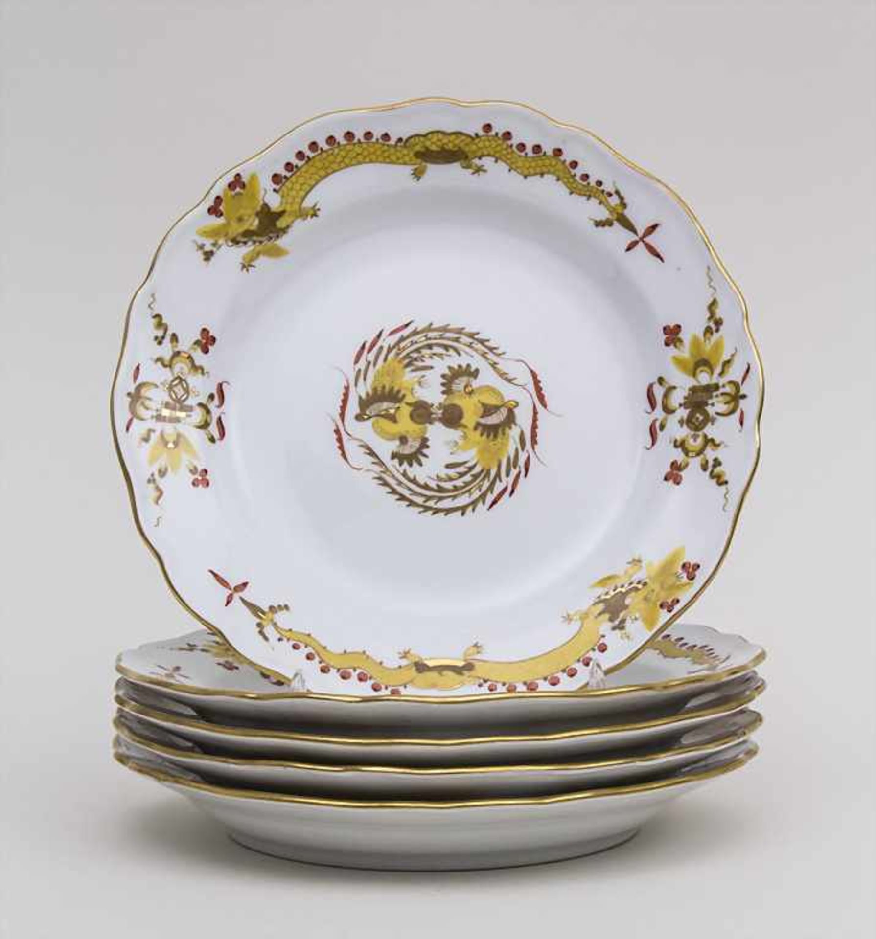 5 Kuchenteller 'Reicher Drache' / A Set Of 5 Cake Plates, Meissen, Pfeiffer-Zeit, 1924-1934