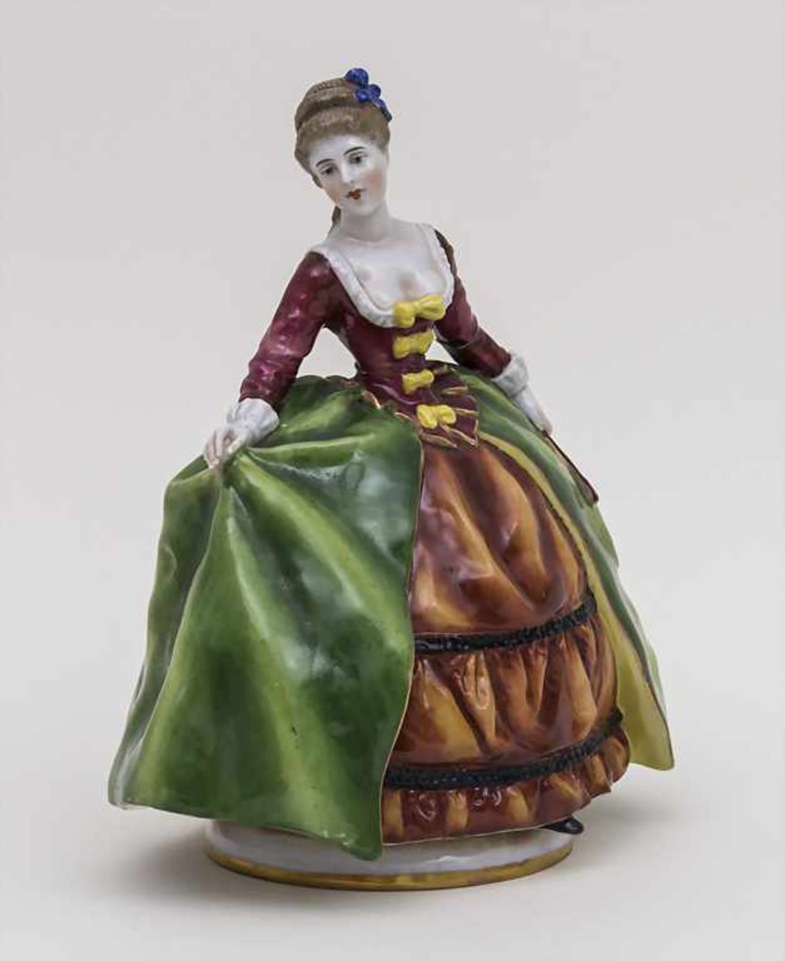 Rokoko-Dame / A Figurine Of A Rococo Lady, Schierholz, Plaue, um 1920 Material: Porzellan, - Image 2 of 4