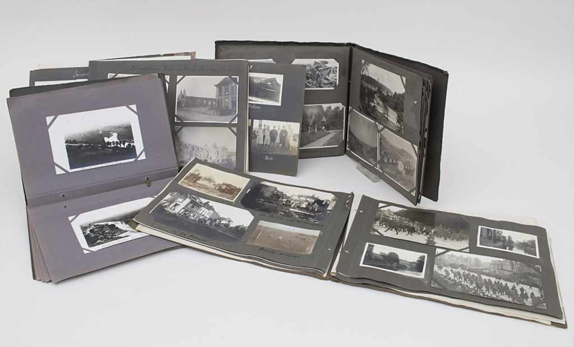 Lot 4 Alben Fotos Kriegserinnerungen / Private War Pictures Memories, 1. WK je in Karton-Alben
