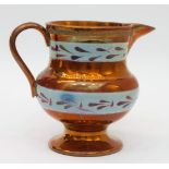 Milchkännchen England 19. Jh., typisches Seemanns-Souvenir, Keramik mit kupferfarbener