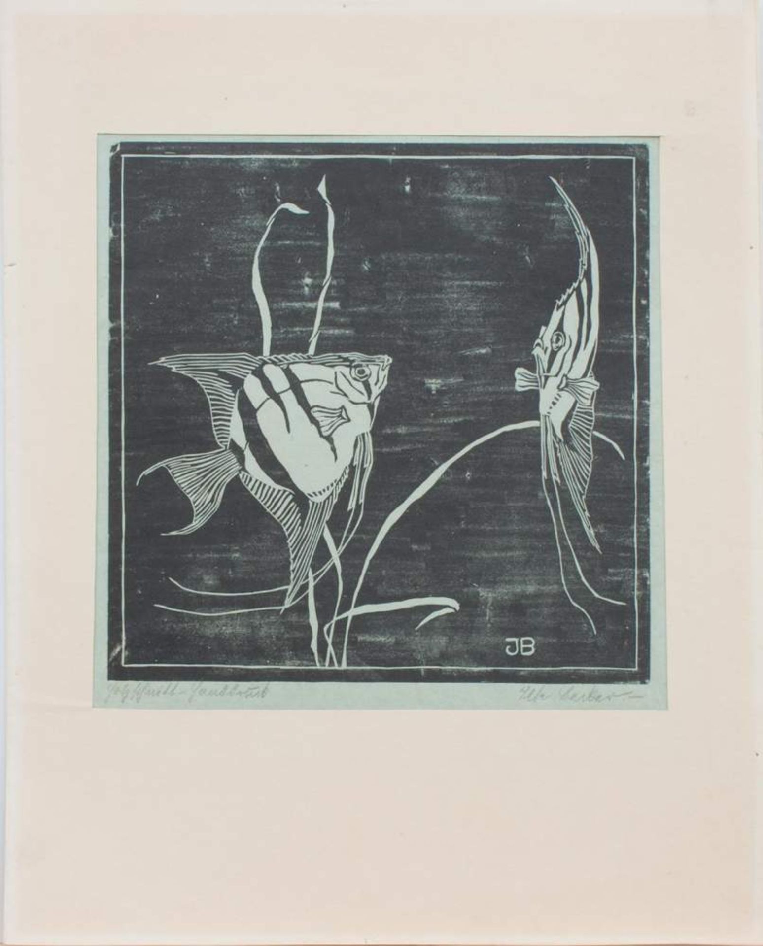 Ilse Becker (Grafikerin u. Holzschneiderin der 1. Hälfte d. 20. Jh.) Fische Original Holzschnitt, 23