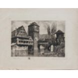 Unbekannt(Radierer u. Kupferstecher um 1850)Nürnberg-HenkerstegOriginal Radierung, 19 x 27 cm,