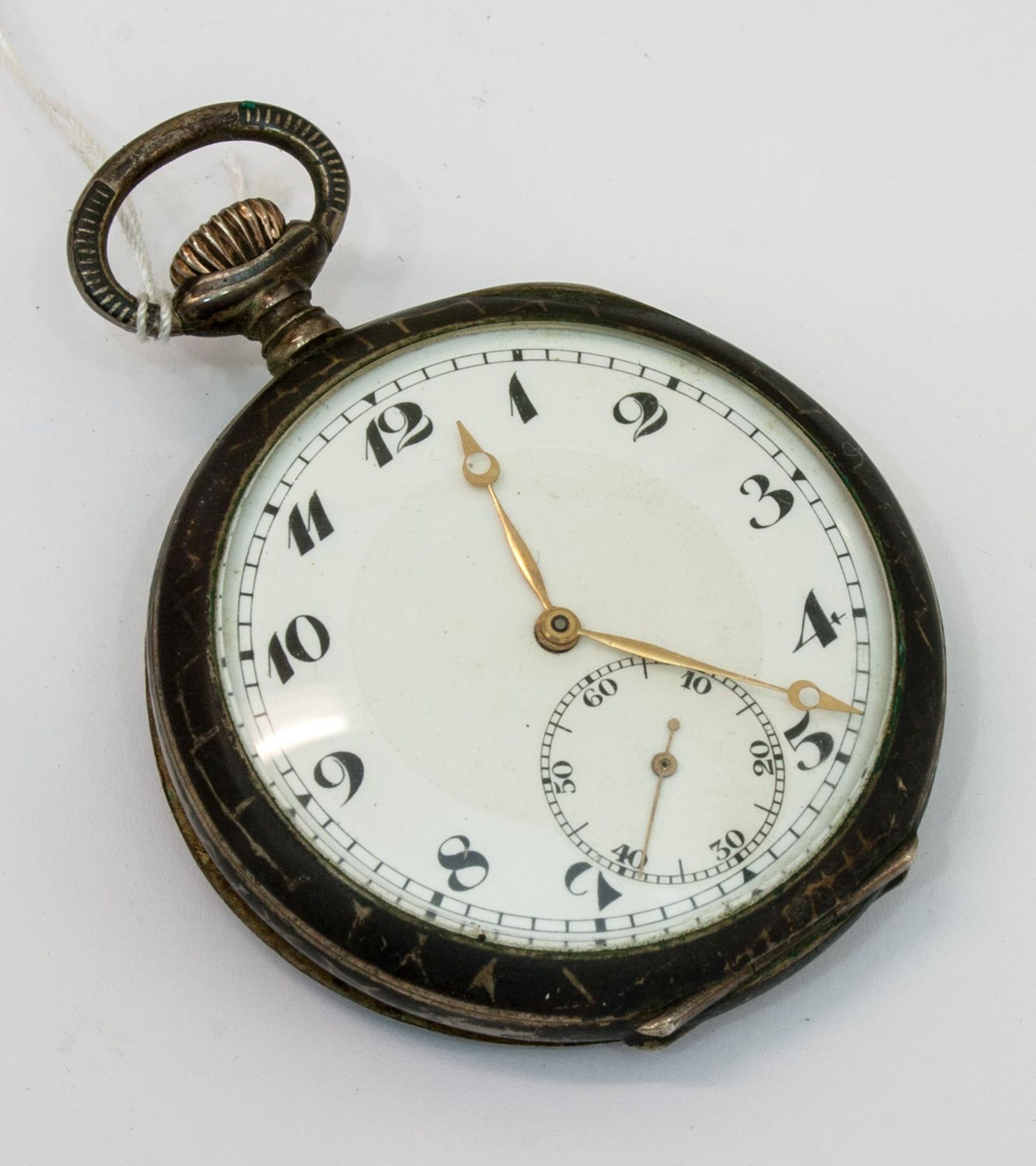 Herren Taschenuhr Revue C.T., 800er Silber-Nello Gehäuse, Feinregulierung, Sekunde auf d. "6",