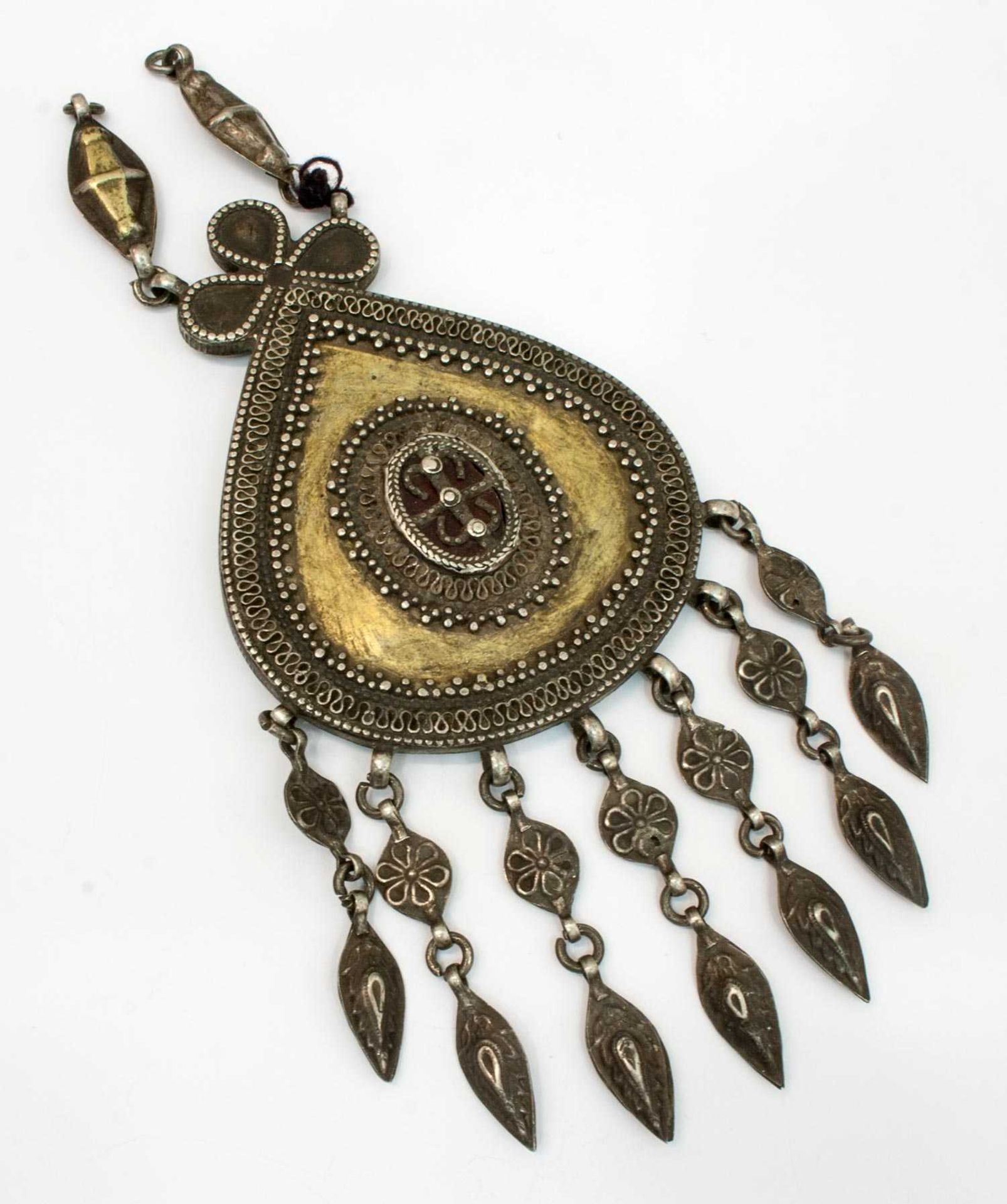 Antike Schmuckplatte Turkmenien um 1850/60, Silber (ungest./gepr.), ca. 70 g, partielle