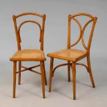 2 Kaffeehausstühle, Thonet. 1x Modell-Nr. 114. Jeweils Prägestempel "Thonet" auf Frästeller, ab