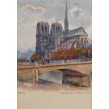 Monogrammist "O.L.": Paris Notre Dame. Gouache, links unten monogrammiert, darunter betitelt, um