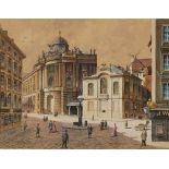 Müller, Anton: Der Michaelerplatz in Wien. Aquarell/Gouache, rechts unten signiert mit Zusatz