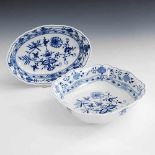 Zwiebelmuster-Schüssel und -schale, Meissen. Blauschwerter, 2. H. 20. Jh., 1. Wahl. Form "Neuer