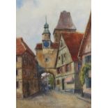 Günther, Paul: Markusturm und Röderbogen in Rothenburg. Aquarell, rechts unten monogrammiert/