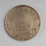 3 Reichsmark Lübeck 1926. Silbermünze, "700 Jahre Reichsfreiheit Lübeck", 15 g, Zustand: ss-vz.