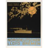 Werbeplakat Norddeutscher Lloyd Bremen um 1920, Farblithographie auf Papier, bezeichnet Nach Indien,