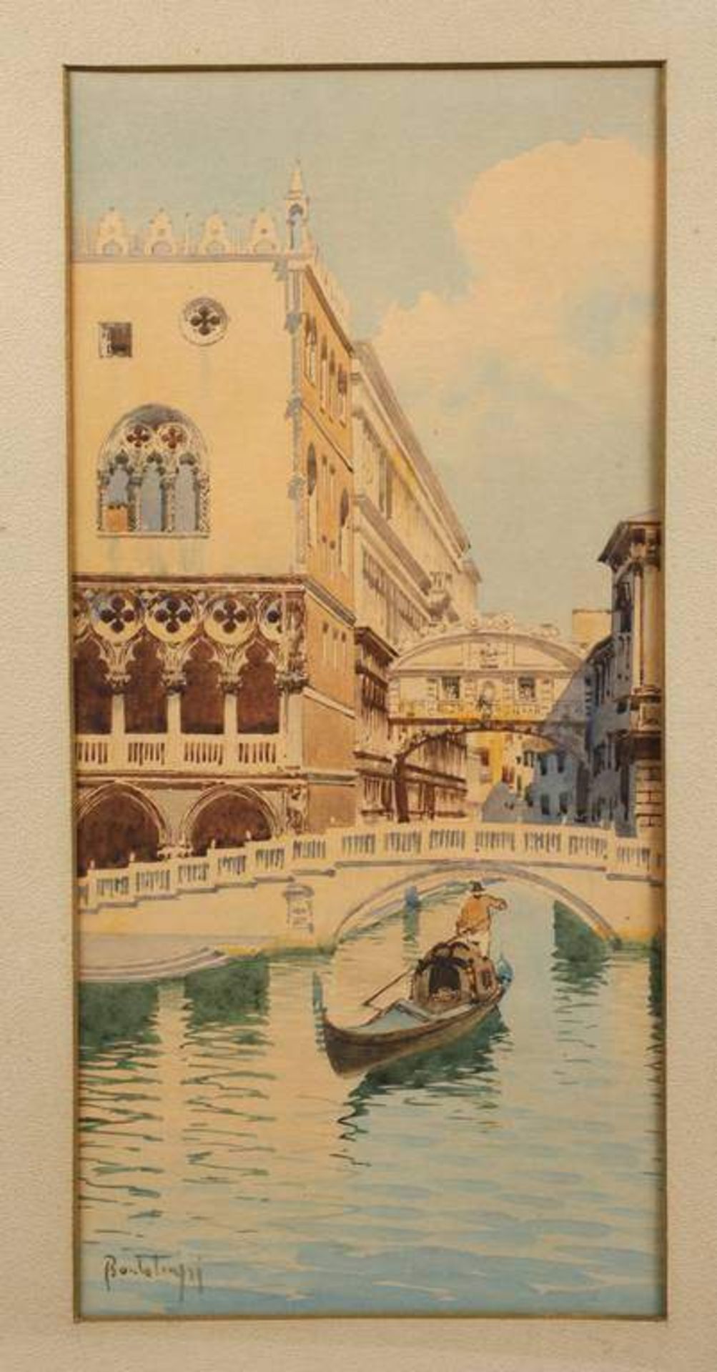 Bortoluzzi, Venedig Seufzerbrücke Blick vom Canal Grande in den Rio de Palazzo o de Canonica mit der