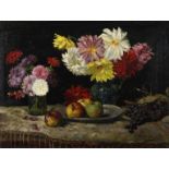 Wenzel Hermann Wendlberger, Herbstliches Blumenstillleben stimmungsvolles Arrangement aus