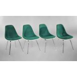 Vier Stühle Plastic side chair auf H-base, Entwurf Charles Eames 1950/51, mit
