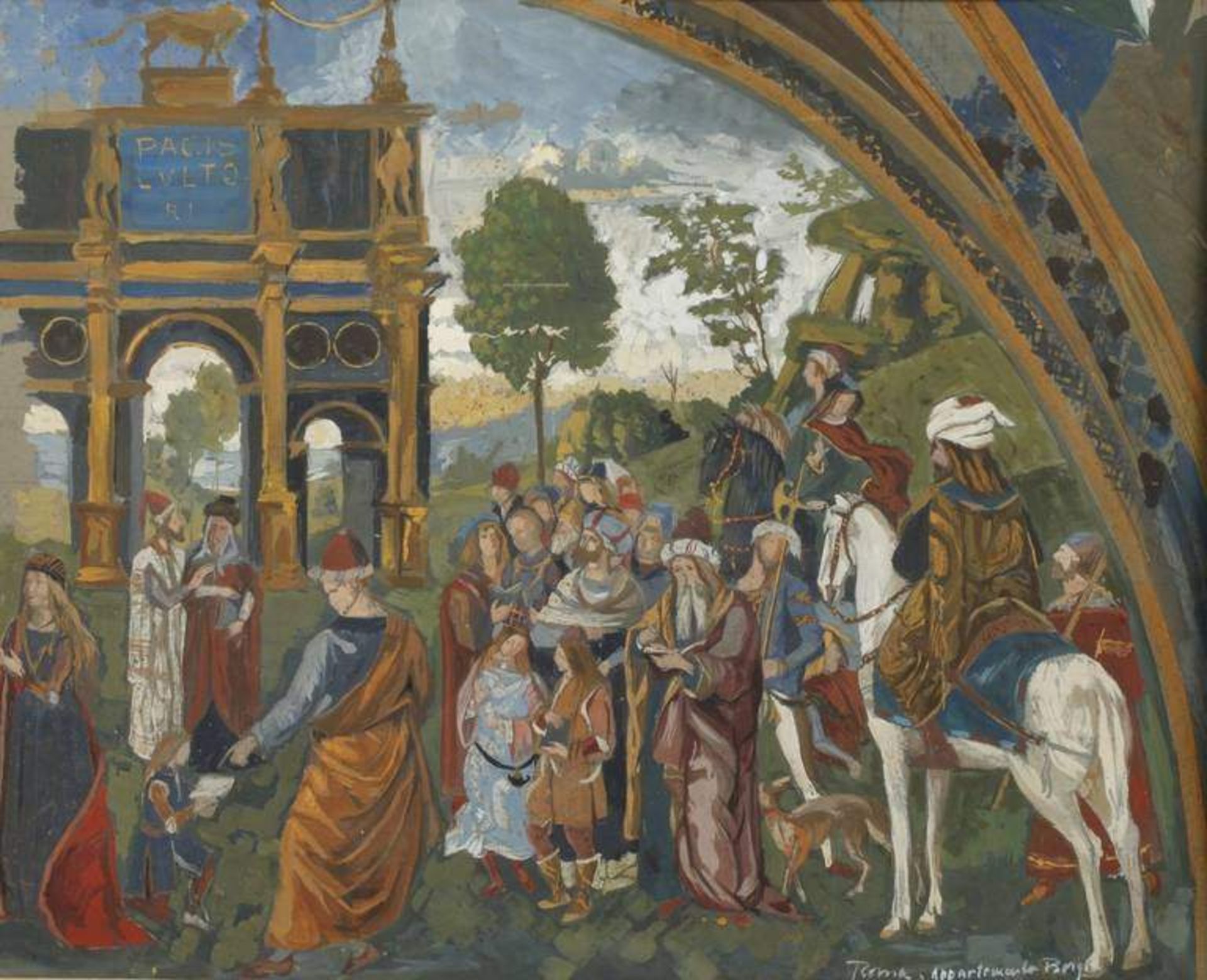 "Disput der Heiligen Katharina ..." nach Pinturicchio rechter Teil des zwischen 1492-94 von