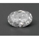Oval geschliffener Diamant Gewicht 0,26 ct, Farbe Top Wesselton, Reinheit VSi, Wertgutachten aus