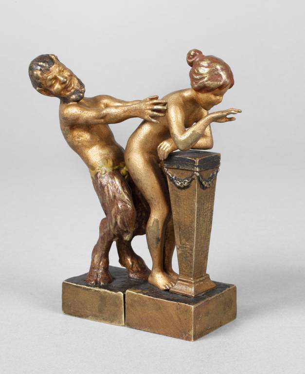 Paar erotische Wiener Bronzen als Pendants Franz Xaver Bergmann, um 1900, eine mit Krugmarke