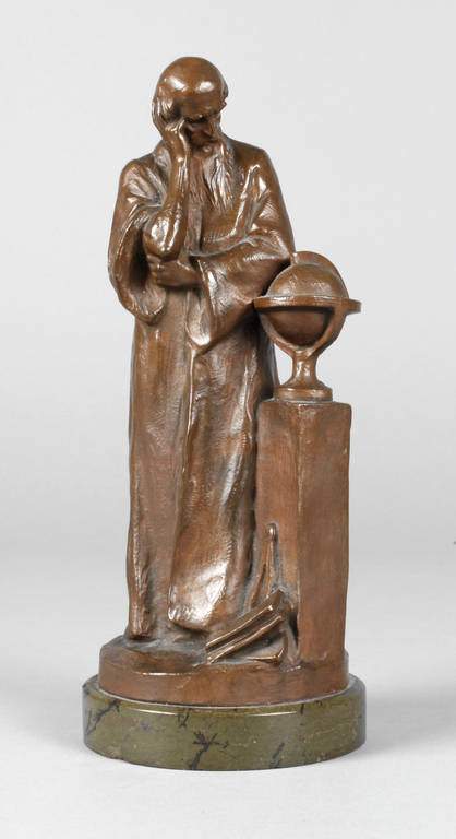 Hans Müller, Astronom 1. Hälfte 20. Jh., auf der Plinthe signiert H. Müller, Bronze braun patiniert,