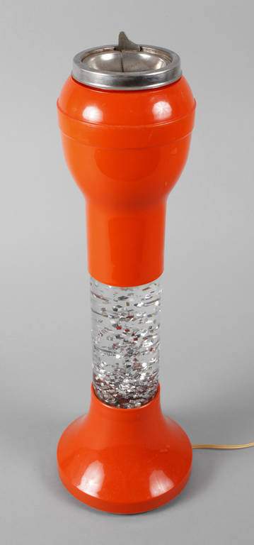 Beleuchteter Standascher Italien 1970er Jahre, ungemarkt, orangefarbenes Kunststoffgehäuse,