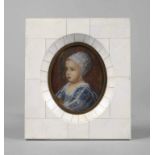 Elfenbeinminiatur Anfang 20. Jh., bezeichnet n. van Dyck, Gouache auf Elfenbein, verkleinerte