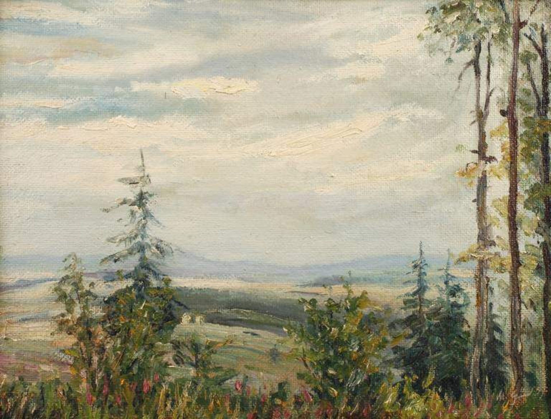 Martin Grünert, Oberfränkische Sommerlandschaft flott erfasste Landschaft mit Bäumen im