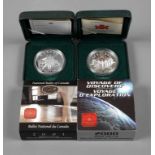 Zwei Silberdollar Kanada 2000 und 2001, je 25,18 g Silber (925), Voyager-Expedition und