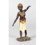 Afrikanerin mit Turban um 1900, Metallguss in polychromer Kaltbemalung, unten Schriftzug G.