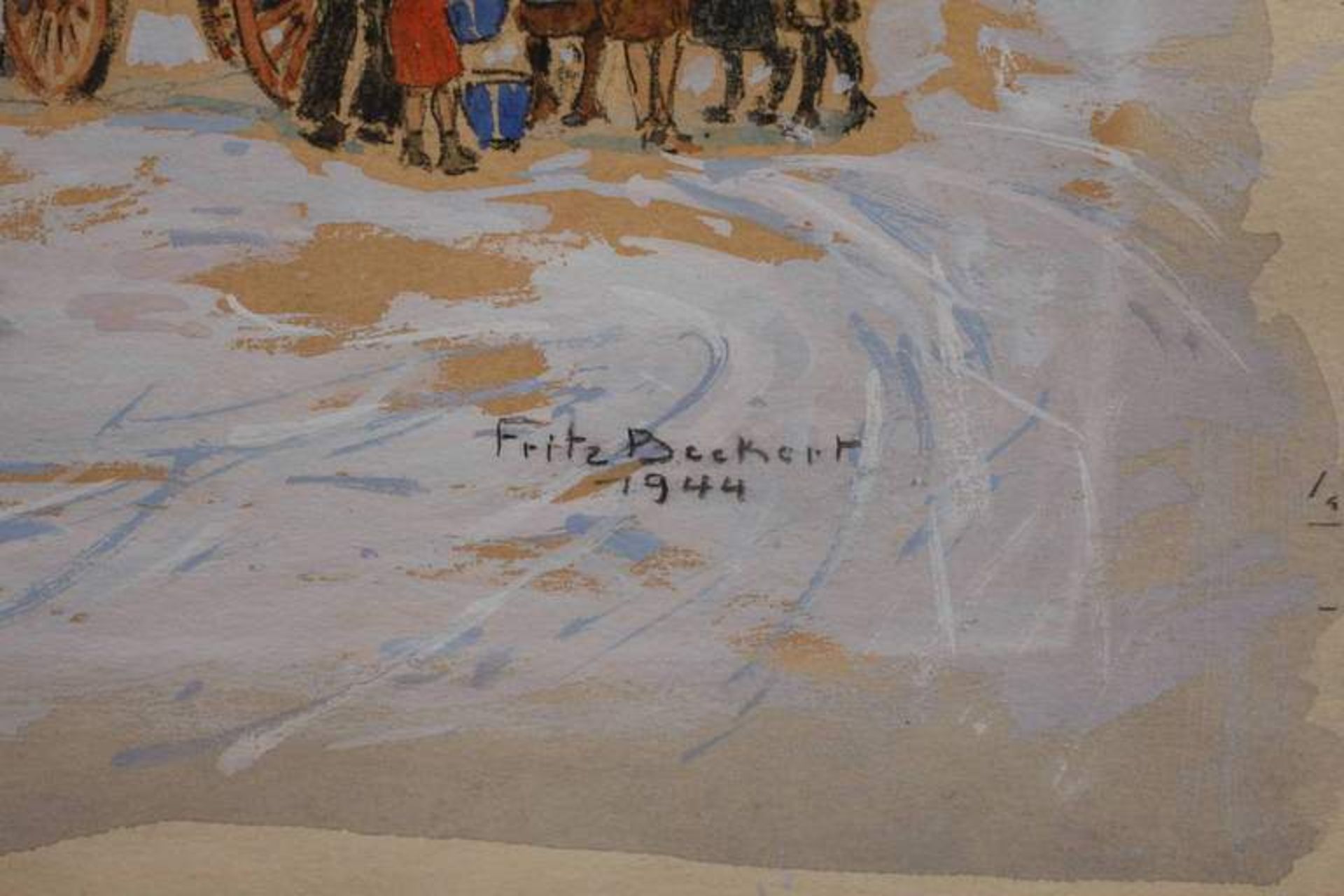 Prof. Fritz Beckert, Winter an der Frauenkirche in Dresden Blick über den schneebedeckten Neumark - Bild 2 aus 3