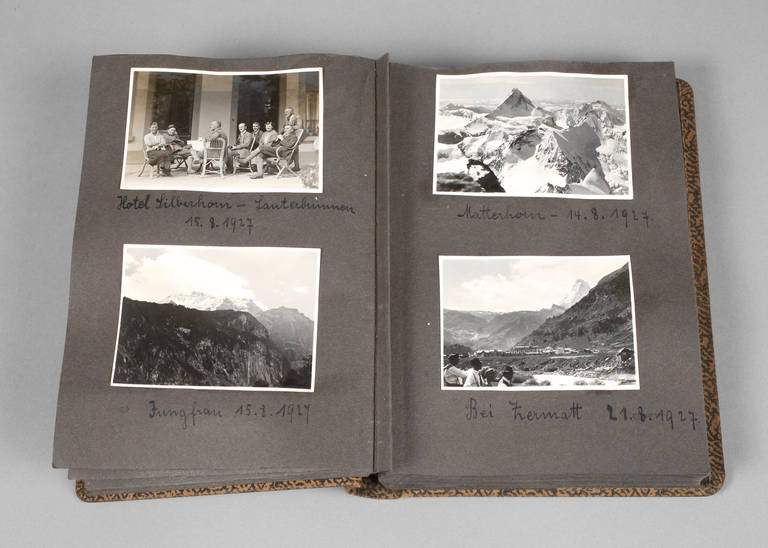 Fotoalbum Reiseerinnerungen Alpen dat. 1905 bis 1931, ca. 35 montierte Fotografien, mit Landschafts-