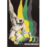 Werbeplakat Tierpark Berlin Entwurf Axel Bengs um 1970, rechts in der Platte signiert Bengs 70,