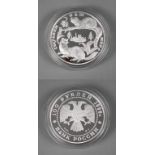 Große Silbermünze Russland 100 Rubel 1996 à 1 Kg Silber (900), mit Aufruf Schützt unsere Welt,