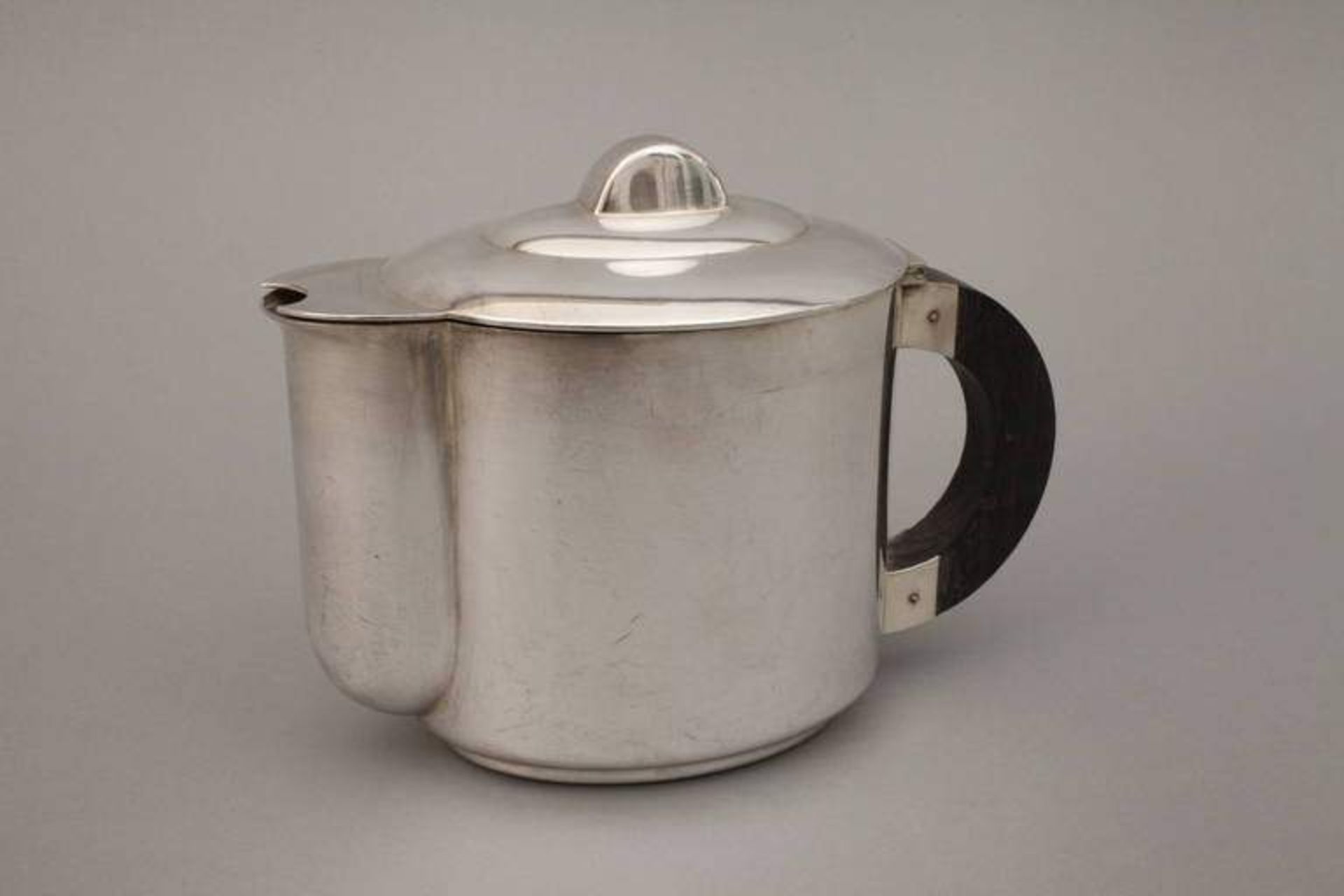 Kaffee-/Teeset um 1930, Hersteller Ercuis Paris, Prägemarken, Metall versilbert, rückseitig - Bild 3 aus 3