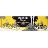 Werbeplakat Presto monogrammiert Ruha, vierfarbiger Farboffsetdruck mit Umschrift Presto, Sieger