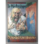 Theaterplakat Johannes Grützke 1988, Farboffset auf Papier, auf Platte aufgezogen, anlässlich der