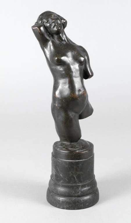 Weiblicher Torso 1. Hälfte 20. Jh., unsign., Bronze dunkelbraun bis dunkelgrün patiniert,