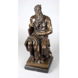 Bronze Moses nach Michelangelo um 1900, unsigniert, Bronze, bräunlich patiniert, Darstellung des