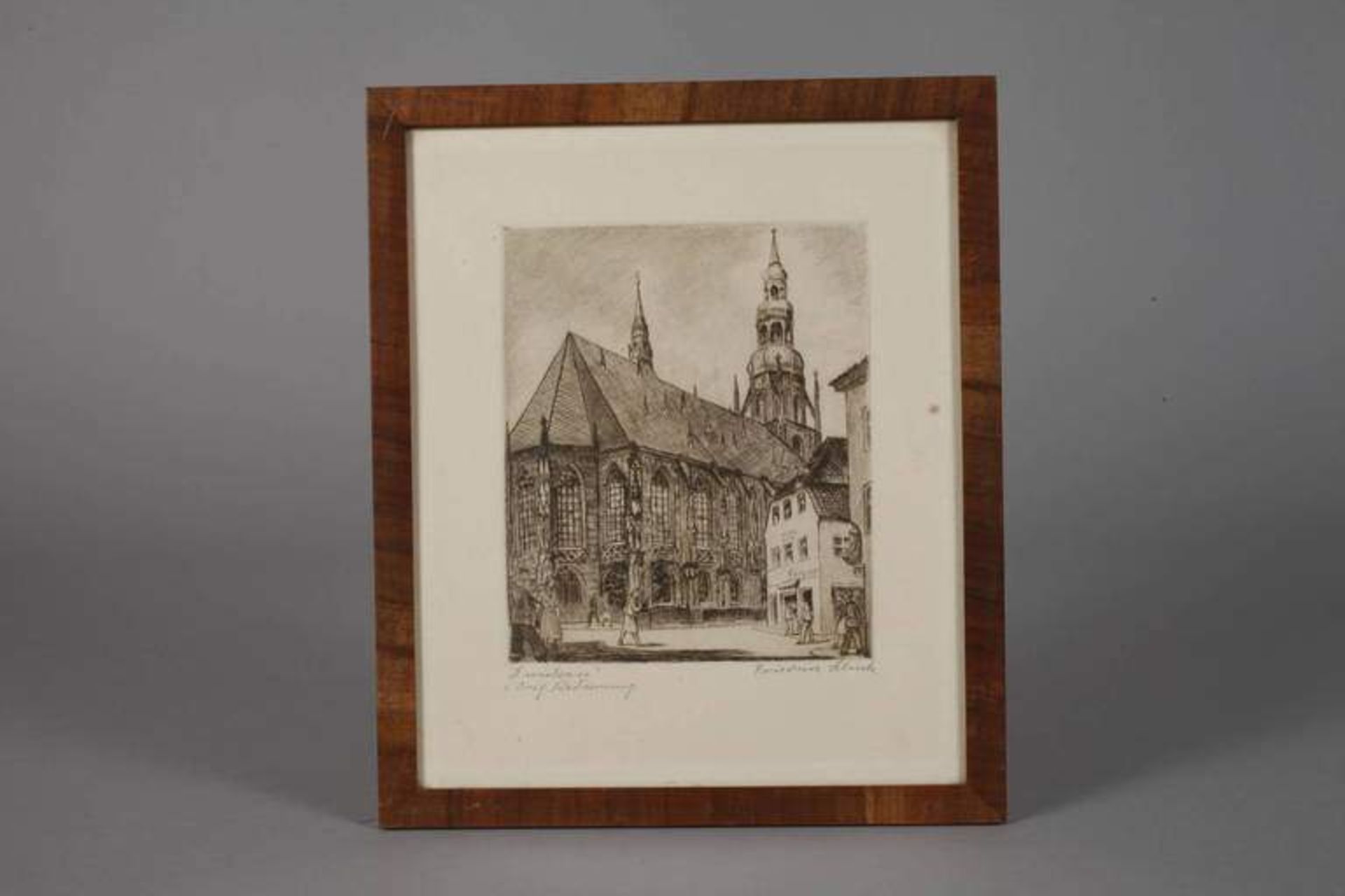 Friedrich Schick, "Zwickau" Zwickauer Altstadt mit Blick auf den Dom "St. Marien", Radierung, - Bild 2 aus 3