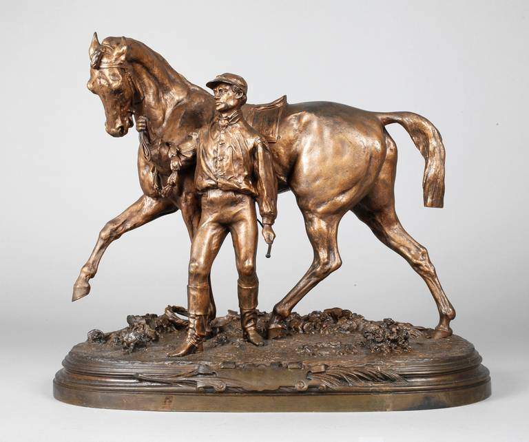 Pierre-Jules Mêne, "Vainquer!!!" datiert 1866, auf der Plinthe signiert J.P. Mêne, Bronze