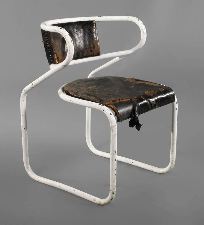 Freischwinger Stahlrohr wohl 1930er Jahre, verschweißtes Gestell, mit schwingender Sitzfläche und