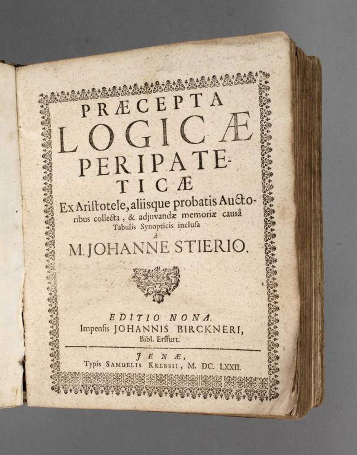 Stiers Sammelband 1657/72 Praecepta Logicae peripateticae ex Aristotele ... (editio nona), Praecepta