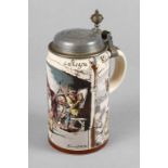 Villeroy & Boch Bierkrug Heinrich Schlitt (1849 Biebrich bis 1923 München), ungemarkt, signiert,