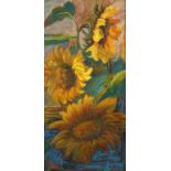 Elisabeth von Boltenstern, attr., Sonnenblumen Arrangement aus drei prächtigen Sonnenblumenblüten,