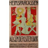 Werbeplakat Heimsparkassen um 1900, monogrammiert WD, Druckvermerk k & k Hofl. d. Weiner Wien,
