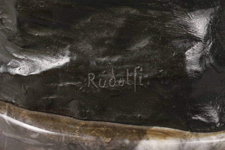 Robert Rudolfi, "An der Quelle" 1910, an der Plinthe signiert Rudolfi., Bronze dunkel und dunkelgrün - Image 3 of 6