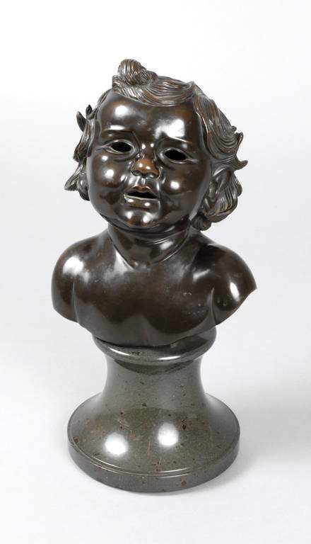 Johann Vierthaler, Kinderbüste um 1900, hinten an der Plinthe signiert J. Vierthaler, Bronze hohl