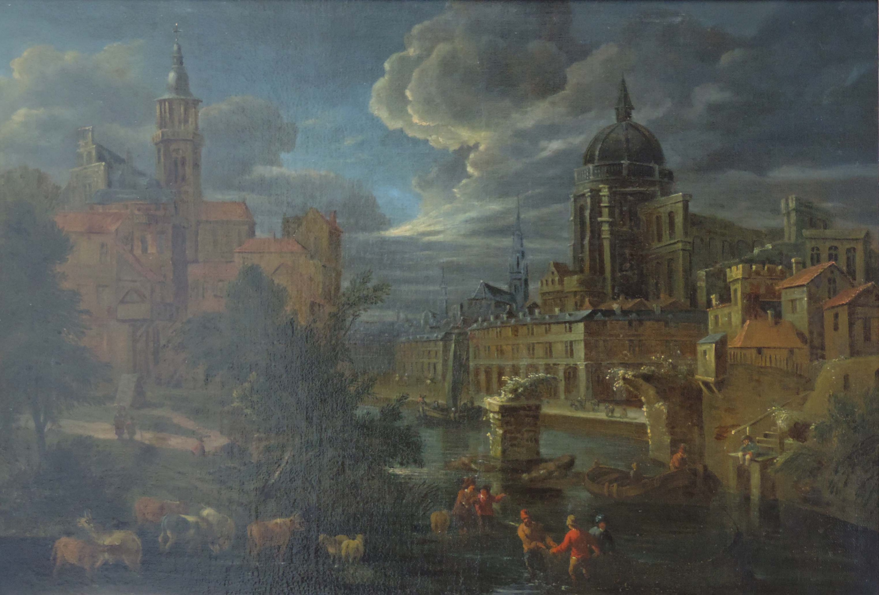 Daniel VAN HEIL (1606 - 1662). Ansicht einer Stadt.59 cm x 84 cm. Gemälde, Öl auf Leinwand